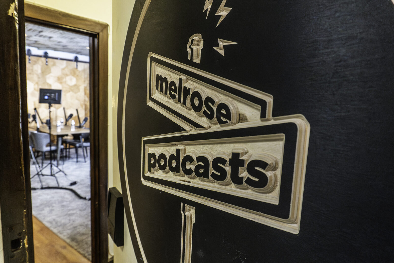 Melrose Podcasts neon sign